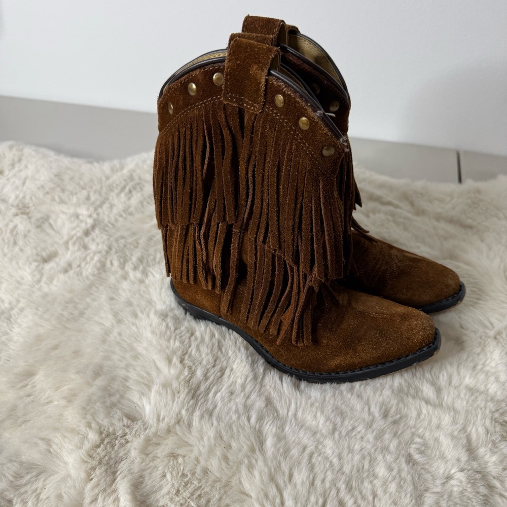 Shyanne Brown Fringe‎ Ankle Booties